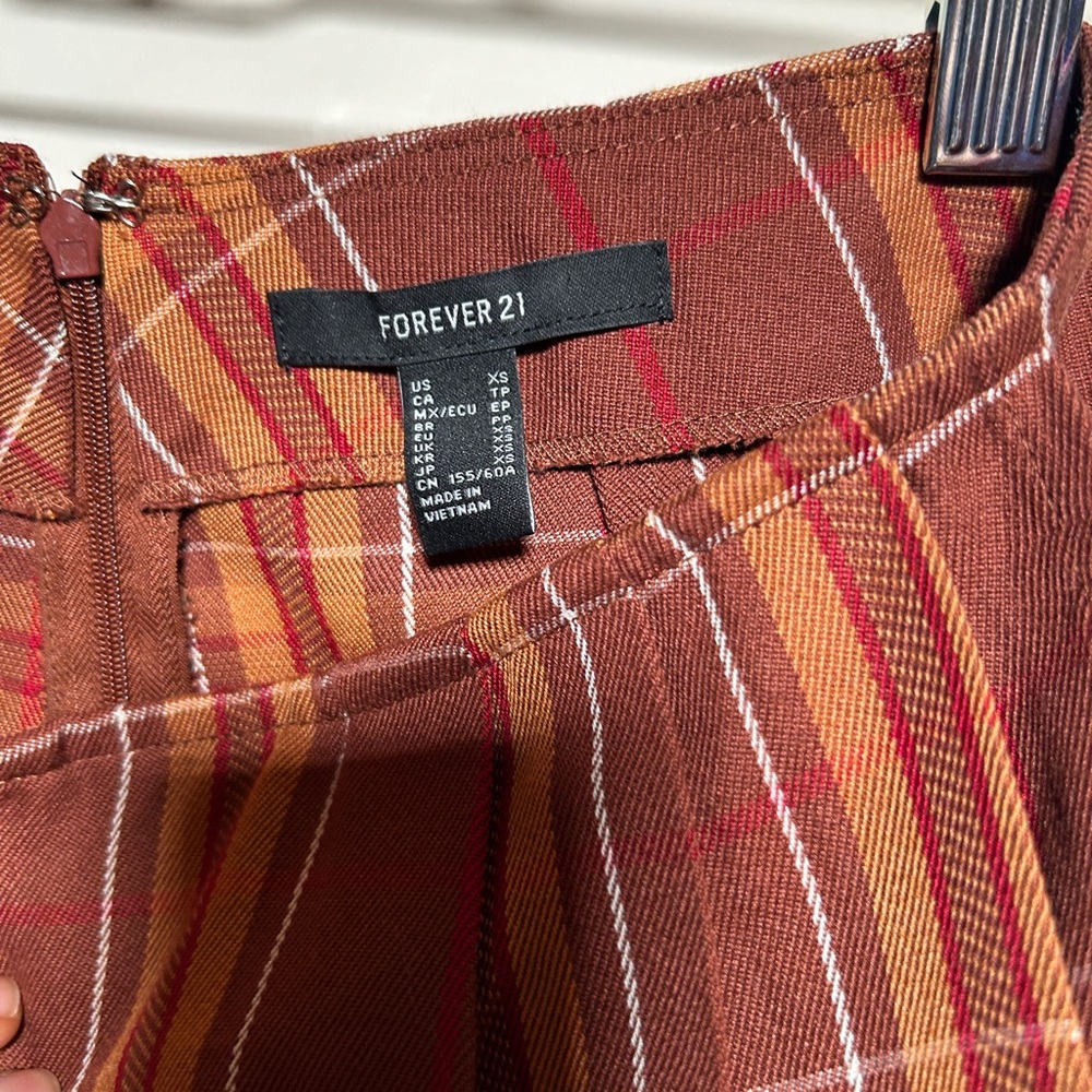 Forever 21 Orange Plaid Mini Skirt - Picture 3 of 4